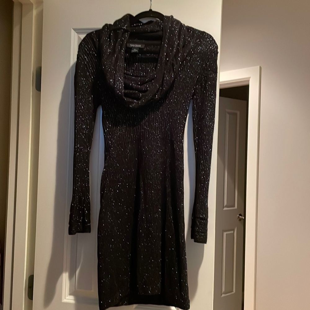 White House Black Market black with silver glitter dress